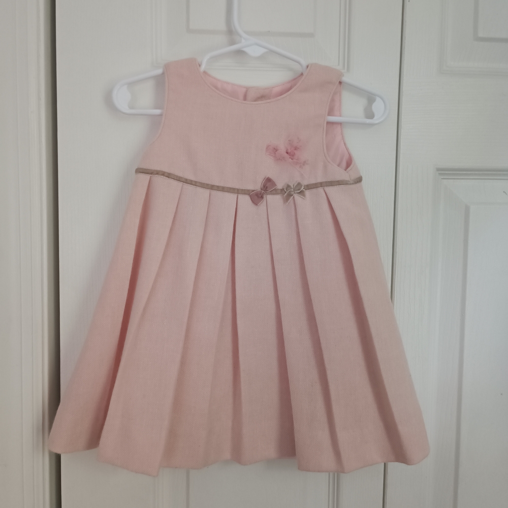 Pink Sleeveless Kids Dress with Bow Detail